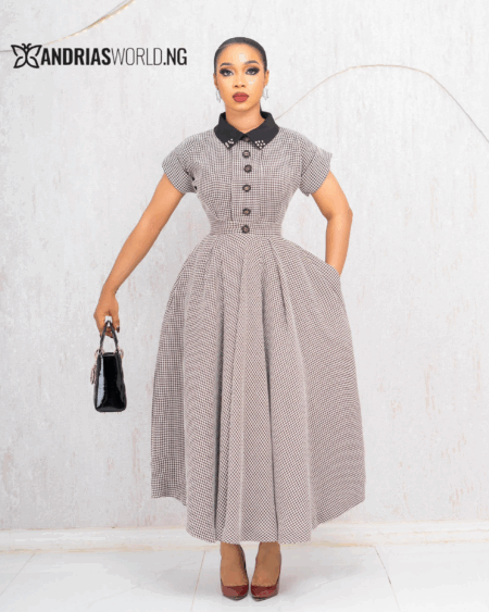 WHITE AND BLACK CHECK DRESS